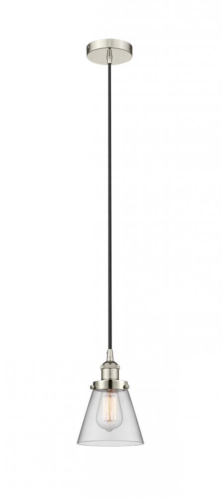 Cone - 1 Light - 6 inch - Polished Nickel - Cord hung - Mini Pendant