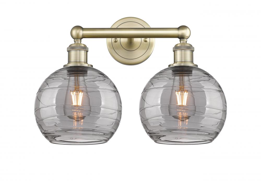 Athens Deco Swirl - 2 Light - 17 inch - Antique Brass - Bath Vanity Light