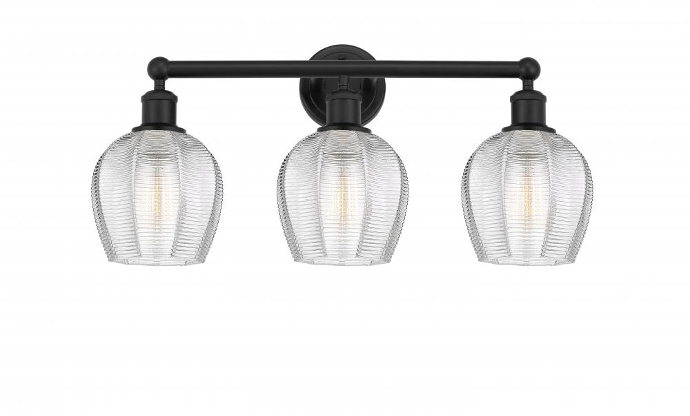 Norfolk - 3 Light - 24 inch - Matte Black - Bath Vanity Light