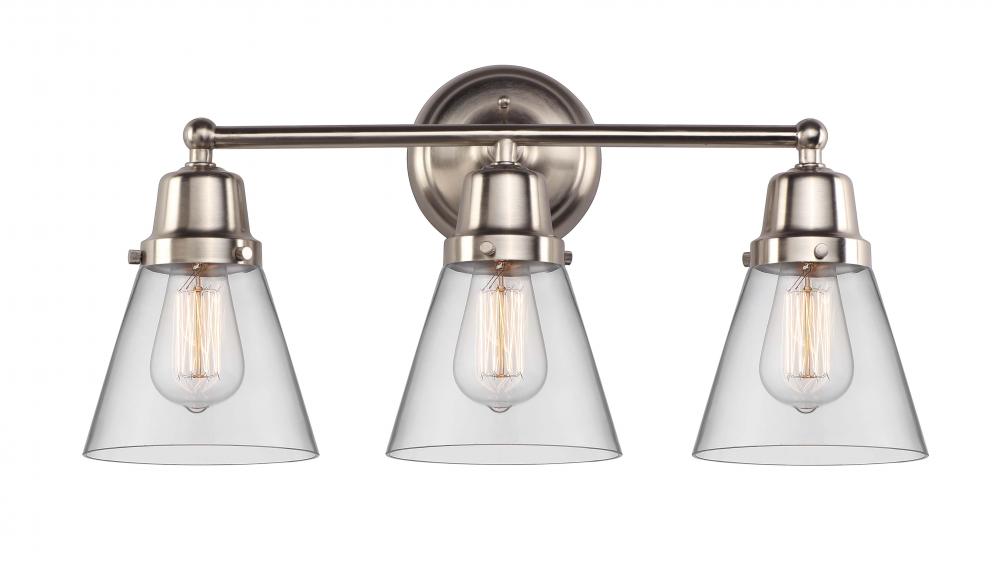 Cone - 3 Light - 22 inch - Brushed Satin Nickel - Bath Vanity Light