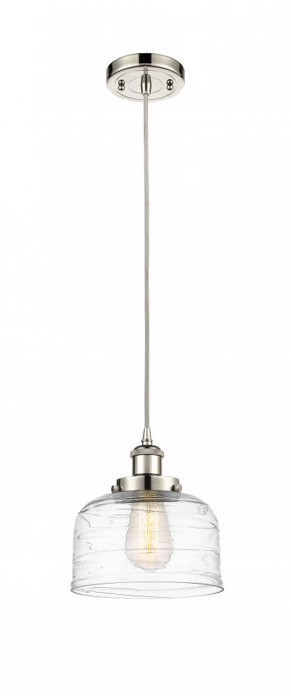 Bell - 1 Light - 8 inch - Polished Nickel - Cord hung - Mini Pendant