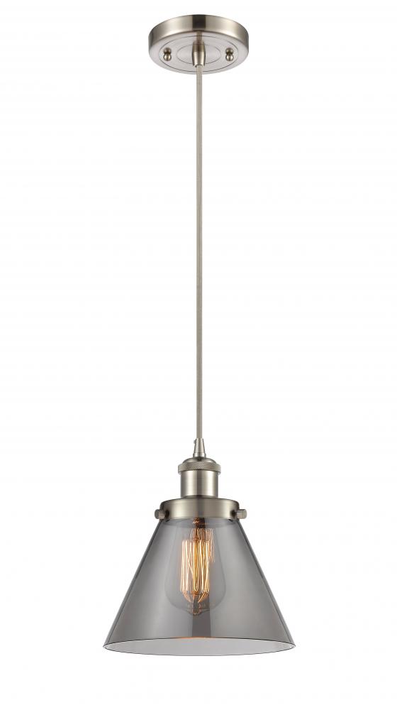 Cone - 1 Light - 8 inch - Brushed Satin Nickel - Cord hung - Mini Pendant