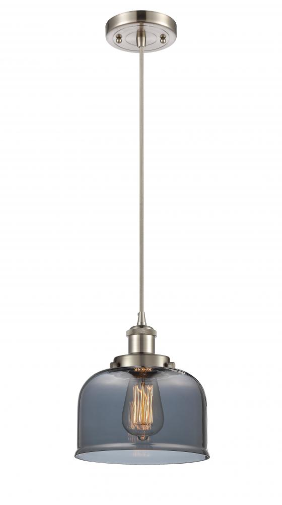 Bell - 1 Light - 8 inch - Brushed Satin Nickel - Cord hung - Mini Pendant