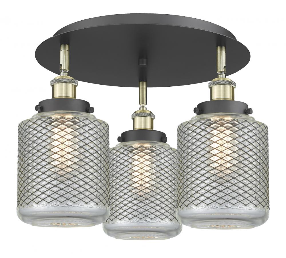 Edison - 3 Light - 18 inch - Black Antique Brass - Flush Mount