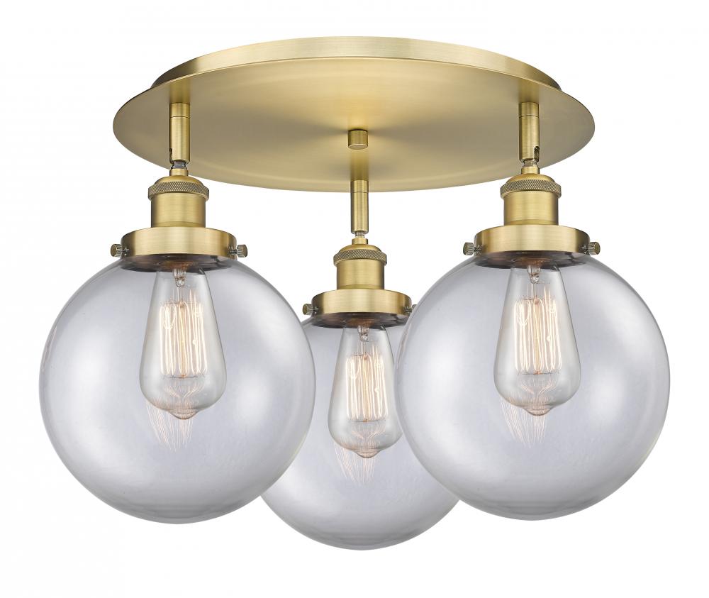 Whitney - 3 Light - 20 inch - Brushed Brass - Flush Mount