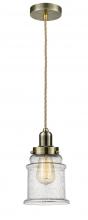  100AB-10RE-0H-AB-G184 - Whitney - 1 Light - 8 inch - Antique Brass - Cord hung - Mini Pendant