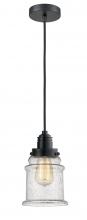  100BK-10BK-2H-BK-G184 - Winchester - 1 Light - 8 inch - Matte Black - Cord hung - Mini Pendant