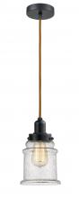  100BK-10CR-0H-BK-G184 - Whitney - 1 Light - 8 inch - Matte Black - Cord hung - Mini Pendant