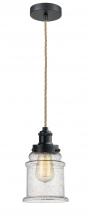  100BK-10RE-1H-BK-G184 - Edison - 1 Light - 8 inch - Matte Black - Cord hung - Mini Pendant