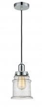  100PC-10BK-0H-PC-G184 - Whitney - 1 Light - 8 inch - Polished Chrome - Cord hung - Mini Pendant