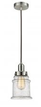  100SN-10BR-0H-SN-G184 - Whitney - 1 Light - 8 inch - Satin Nickel - Cord hung - Mini Pendant