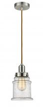  100SN-10CR-0H-SN-G184 - Whitney - 1 Light - 8 inch - Satin Nickel - Cord hung - Mini Pendant