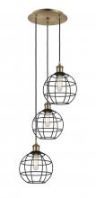  113B-3P-AB-CE-8-BK - Lake Placid - 3 Light - 15 inch - Antique Brass - Cord Hung - Multi Pendant