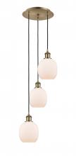  113B-3P-AB-G101 - Belfast - 3 Light - 13 inch - Antique Brass - Cord Hung - Multi Pendant