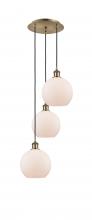  113B-3P-AB-G121-8 - Athens - 3 Light - 15 inch - Antique Brass - Cord Hung - Multi Pendant