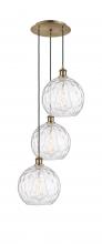  113B-3P-AB-G1215-10 - Athens Water Glass - 3 Light - 17 inch - Antique Brass - Cord hung - Multi Pendant