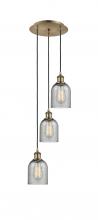  113B-3P-AB-G257 - Caledonia - 3 Light - 12 inch - Antique Brass - Cord Hung - Multi Pendant