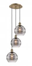  113B-3P-AB-G556-8SM - Rochester - 3 Light - 15 inch - Antique Brass - Cord hung - Multi Pendant