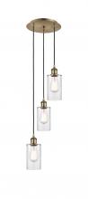  113B-3P-AB-G802 - Clymer - 3 Light - 10 inch - Antique Brass - Cord Hung - Multi Pendant