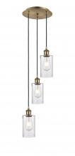  113B-3P-AB-G804 - Clymer - 3 Light - 10 inch - Antique Brass - Cord Hung - Multi Pendant