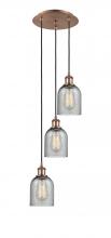  113B-3P-AC-G257 - Caledonia - 3 Light - 12 inch - Antique Copper - Cord Hung - Multi Pendant