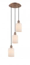  113B-3P-AC-G341 - Hadley - 3 Light - 11 inch - Antique Copper - Cord Hung - Multi Pendant