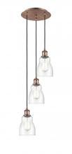  113B-3P-AC-G394 - Ellery - 3 Light - 12 inch - Antique Copper - Cord Hung - Multi Pendant