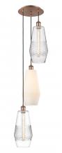  113B-3P-AC-G680-MU - Windham - 3 Light - 14 inch - Antique Copper - Cord hung - Multi Pendant