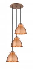  113B-3P-AC-M14-AC - Adirondack - 3 Light - 15 inch - Antique Copper - Cord hung - Multi Pendant