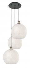 Innovations Lighting 113B-3P-BAB-G1216-12WM - White Mouchette - 3 Light - 19 inch - Black Antique Brass - Cord Hung - Multi Pendant