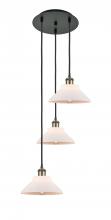  113B-3P-BAB-G131 - Orwell - 3 Light - 15 inch - Black Antique Brass - Cord Hung - Multi Pendant