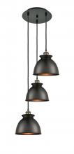  113B-3P-BAB-M14-BK - Adirondack - 3 Light - 15 inch - Black Antique Brass - Cord hung - Multi Pendant