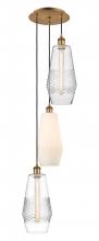  113B-3P-BB-G680-MU - Windham - 3 Light - 14 inch - Brushed Brass - Cord hung - Multi Pendant