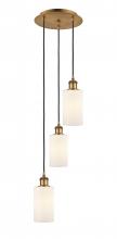  113B-3P-BB-G801 - Clymer - 3 Light - 10 inch - Brushed Brass - Cord Hung - Multi Pendant