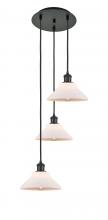  113B-3P-BK-G131 - Orwell - 3 Light - 15 inch - Matte Black - Cord Hung - Multi Pendant