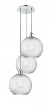  113B-3P-PC-G1214-12 - Athens Twisted Swirl - 3 Light - 18 inch - Polished Chrome - Cord hung - Multi Pendant