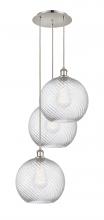  113B-3P-PN-G1214-12 - Athens Twisted Swirl - 3 Light - 18 inch - Polished Nickel - Cord hung - Multi Pendant