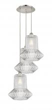  113B-3P-PN-G212 - Springwater - 3 Light - 19 inch - Polished Nickel - Cord Hung - Multi Pendant