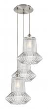  113B-3P-SN-G212 - Springwater - 3 Light - 19 inch - Brushed Satin Nickel - Cord Hung - Multi Pendant