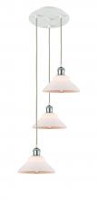  113B-3P-WPC-G131 - Orwell - 3 Light - 15 inch - White Polished Chrome - Cord Hung - Multi Pendant