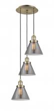  113F-3P-AB-G43 - Cone - 3 Light - 14 inch - Antique Brass - Cord hung - Multi Pendant