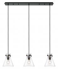  123-410-1PS-BK-G411-8CL - Newton Cone - 3 Light - 40 inch - Matte Black - Linear Pendant