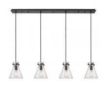  124-410-1PS-BK-G411-8SDY - Newton Cone - 4 Light - 52 inch - Matte Black - Linear Pendant