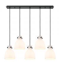  125-410-1PS-BK-G412-8WH - Newton Bell - 5 Light - 40 inch - Matte Black - Linear Pendant