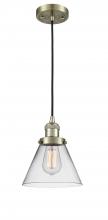  201C-AB-G42 - Cone - 1 Light - 8 inch - Antique Brass - Cord hung - Mini Pendant