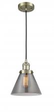  201C-AB-G43-LED - Cone - 1 Light - 8 inch - Antique Brass - Cord hung - Mini Pendant