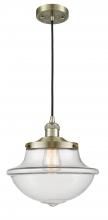  201C-AB-G542 - Oxford - 1 Light - 12 inch - Antique Brass - Cord hung - Mini Pendant