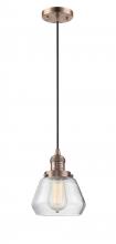  201C-AC-G172 - Fulton - 1 Light - 7 inch - Antique Copper - Cord hung - Mini Pendant