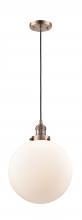  201C-AC-G201-12 - Beacon - 1 Light - 12 inch - Antique Copper - Cord hung - Mini Pendant