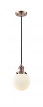  201C-AC-G201-6 - Beacon - 1 Light - 6 inch - Antique Copper - Cord hung - Mini Pendant